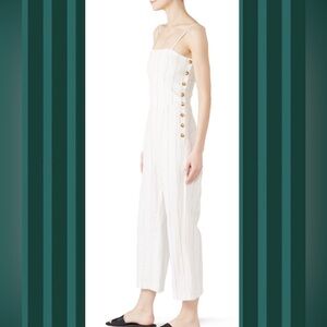 Heartloom Ivory Striped Jumpsuit with Side Buttons Large